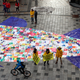 About 800 plastic shopping bags sewed together by Greenpeace activists in Vienna to protest ocean pollution.